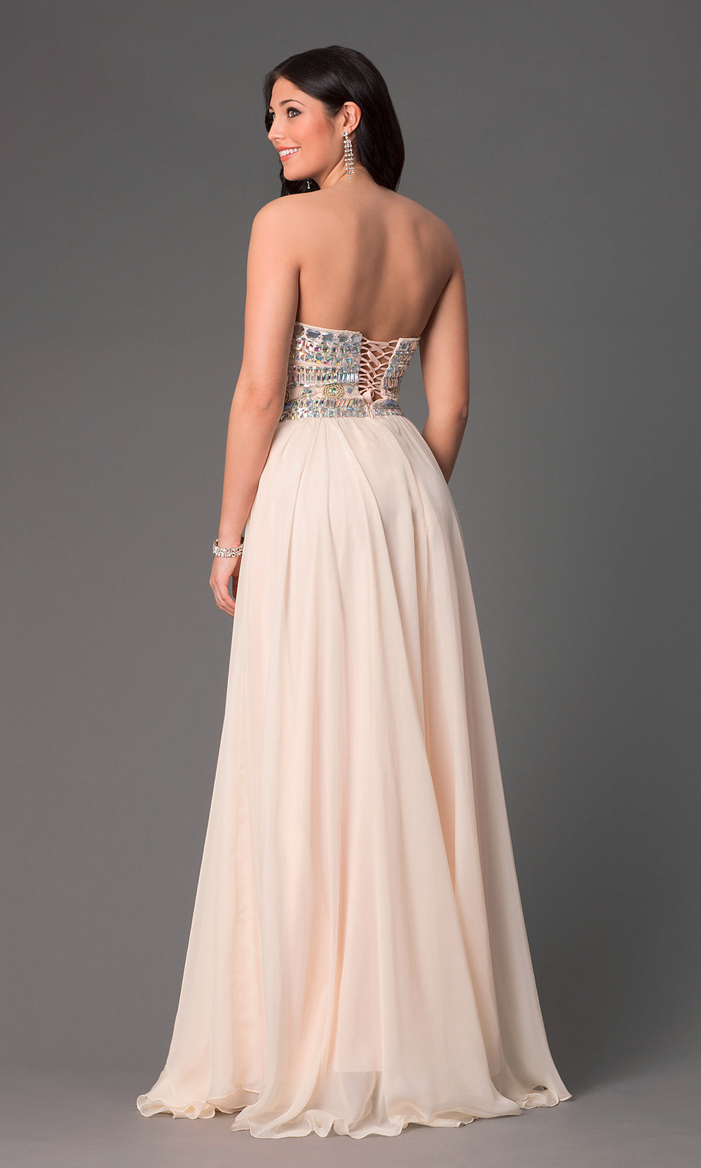 Corset-Back Strapless Sweetheart Long Prom Dress