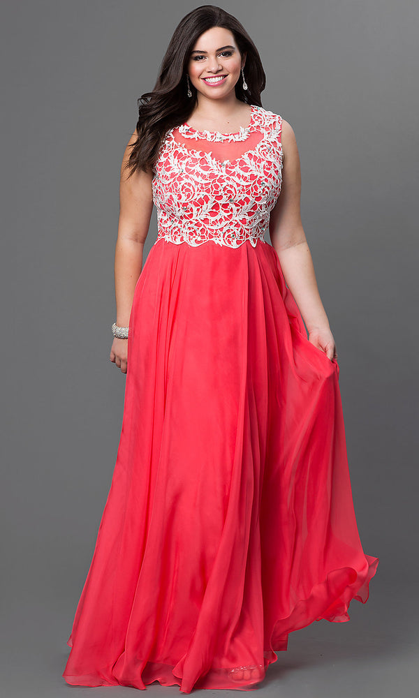 Watermelon Red Long Formal Prom Dress PromGirl