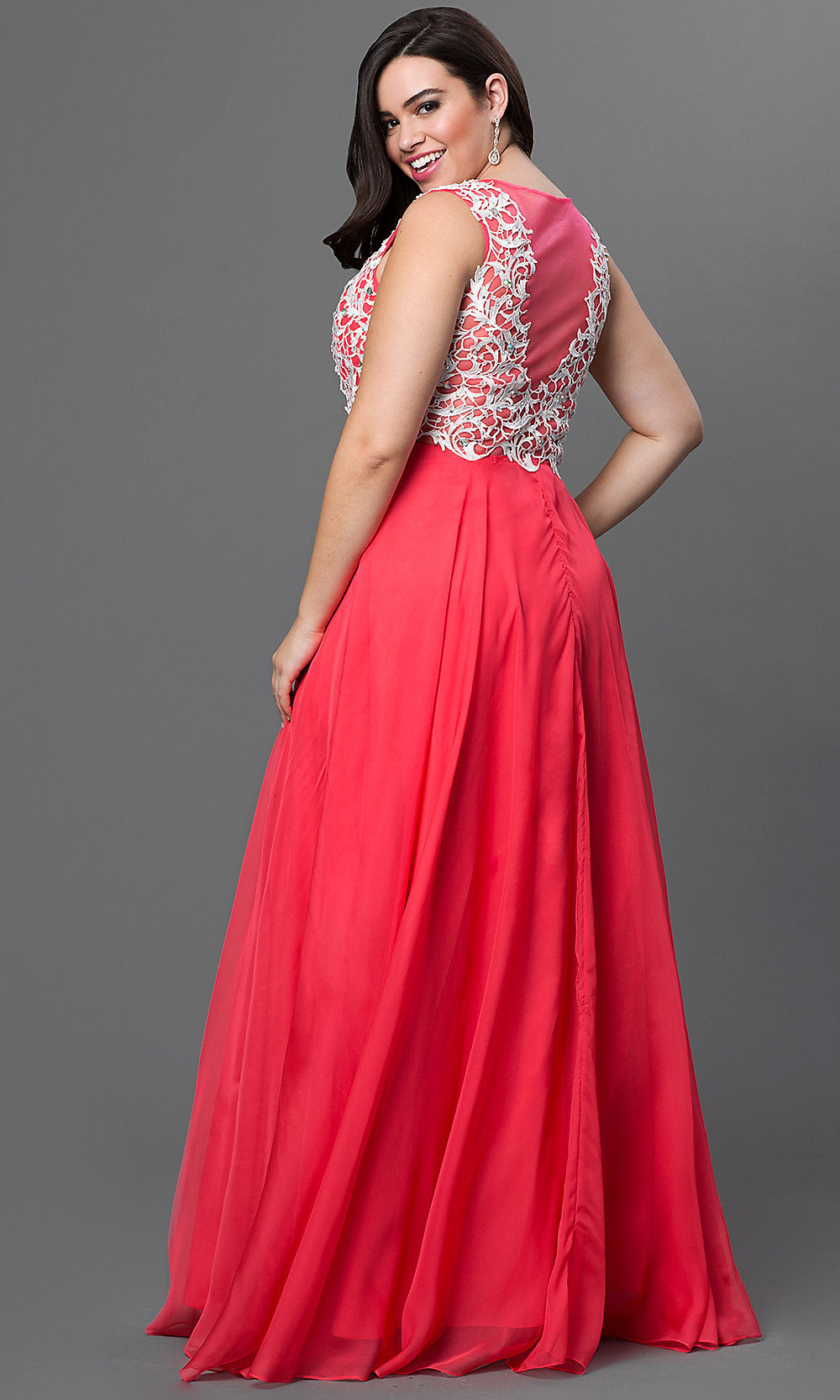 Watermelon Red Long Prom Dress