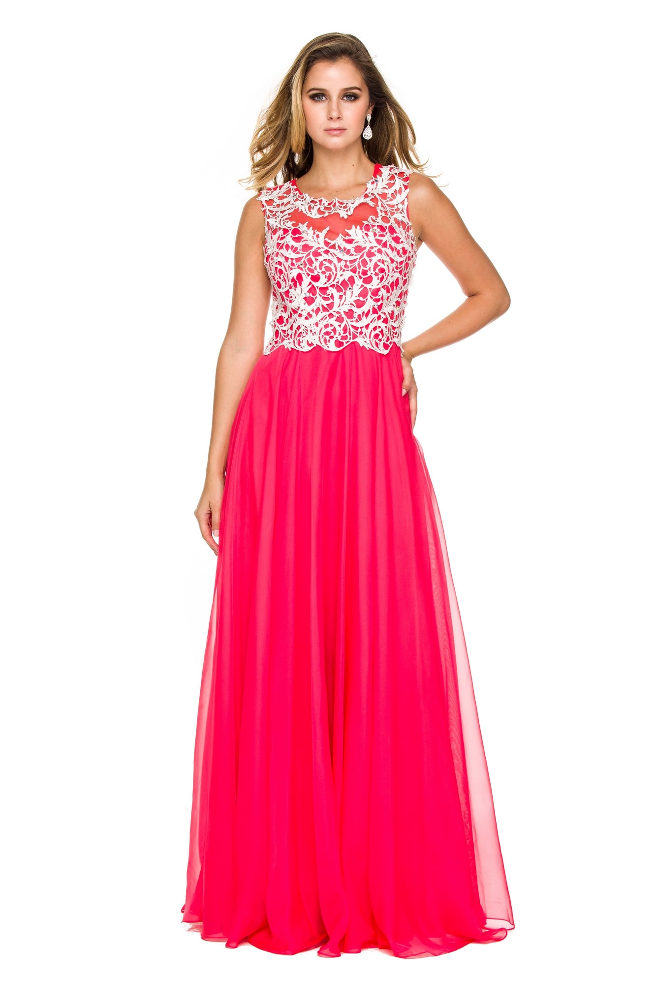 Watermelon Red Long Prom Dress