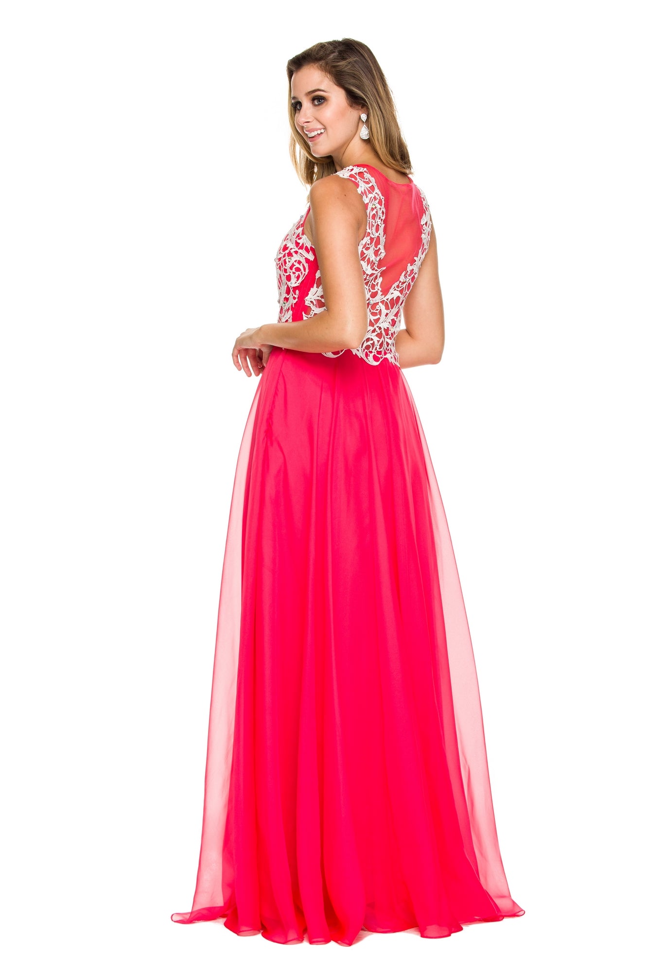 Watermelon Red Long Prom Dress