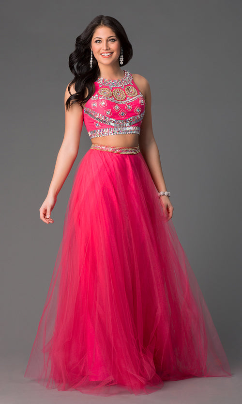 Long Two-Piece Prom Ball Gown