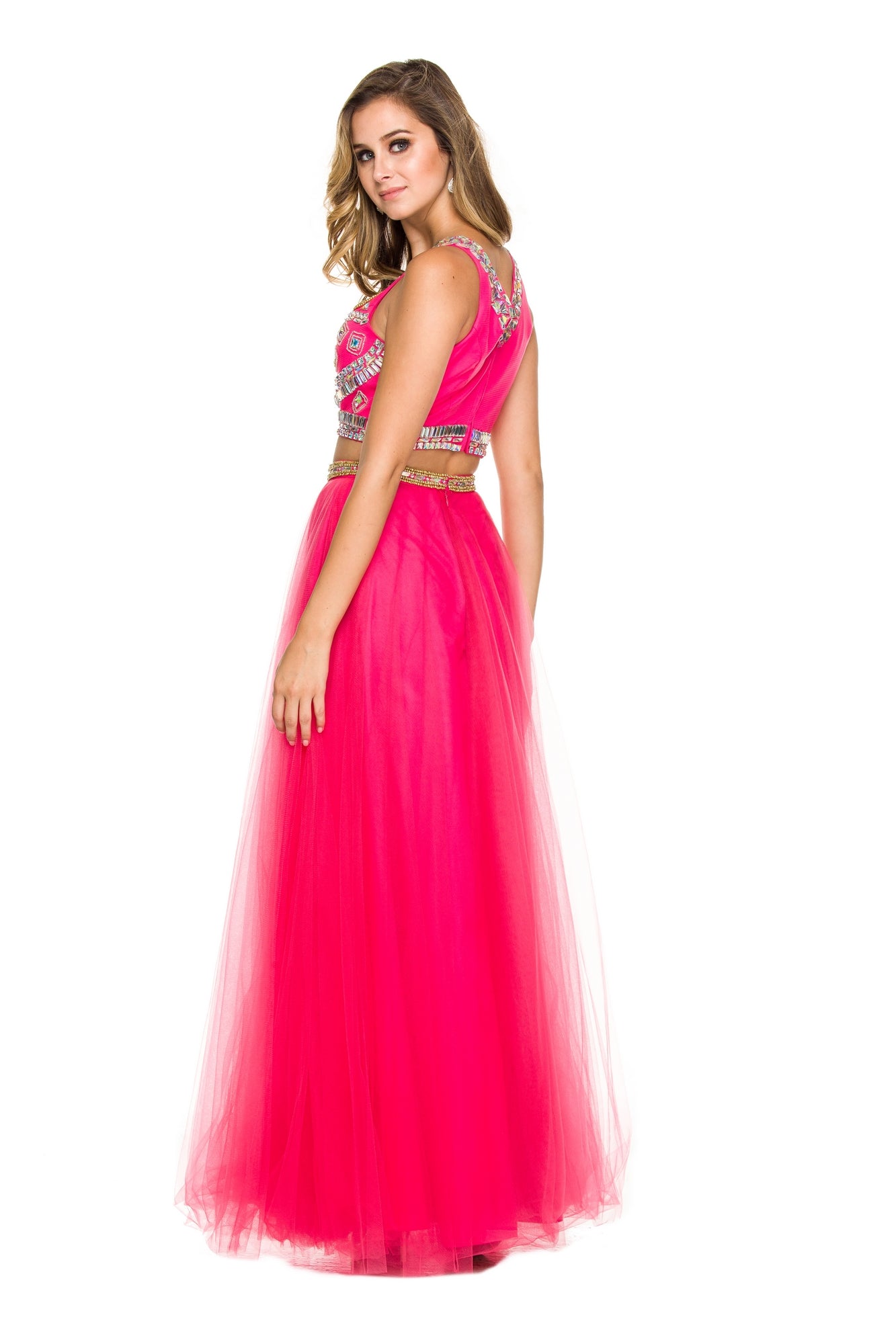 Long Two-Piece Prom Ball Gown