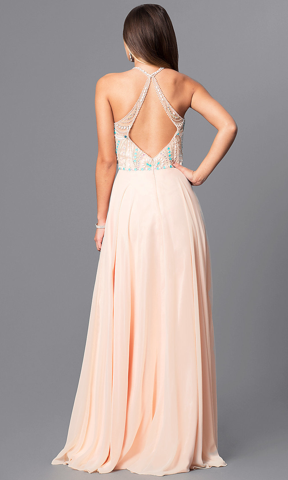 Long Prom Dress with Jewel Embellished Bodice