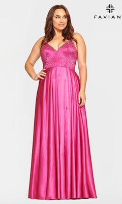 Strappy-Back Faviana Plus-Size Prom Dress