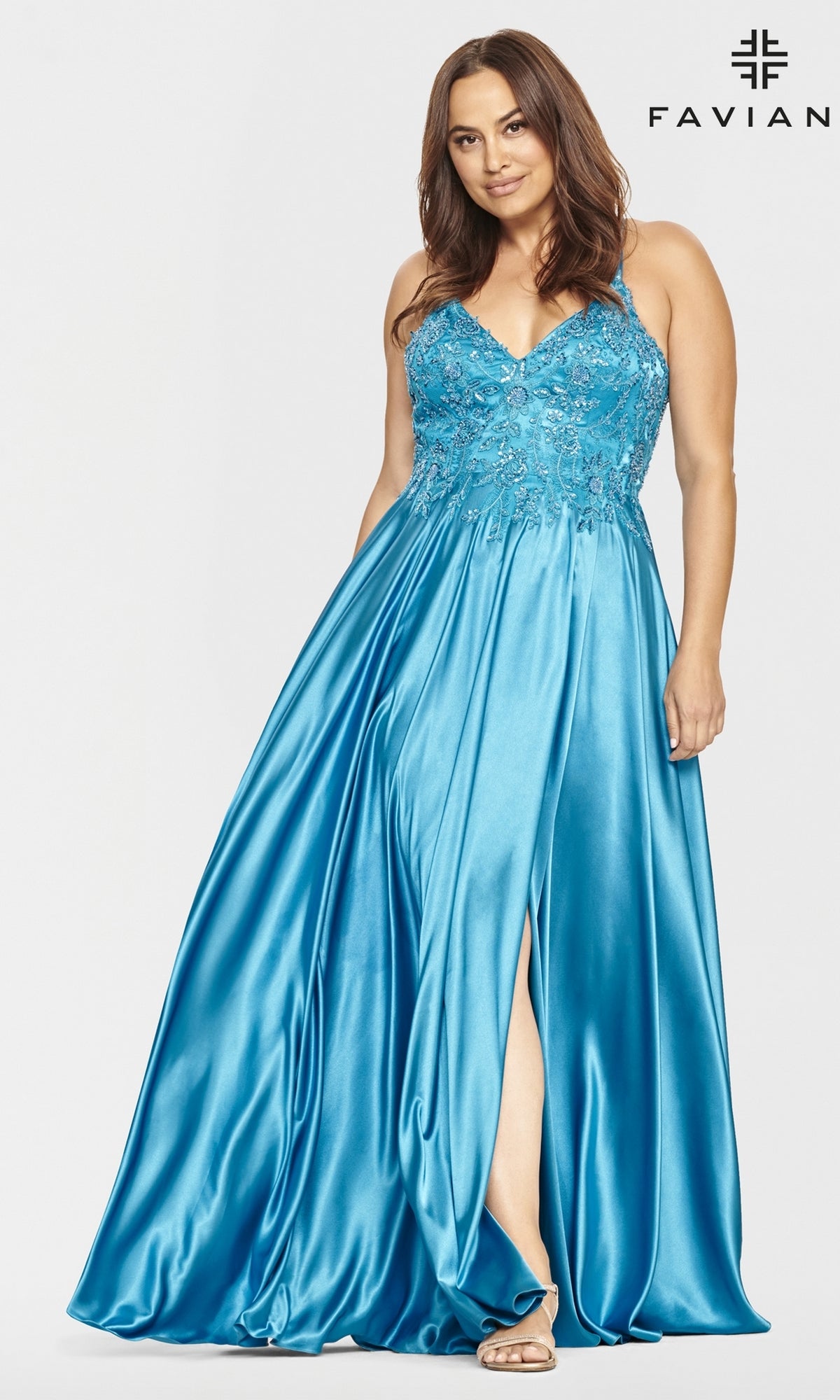 Corset-Back Faviana Plus-Size Prom Dress