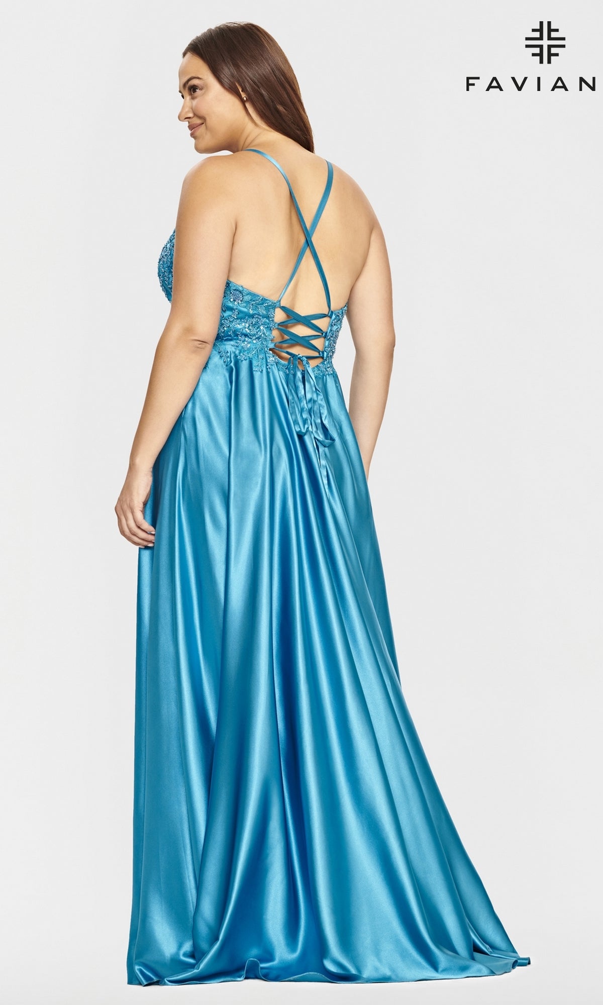 Corset-Back Faviana Plus-Size Prom Dress
