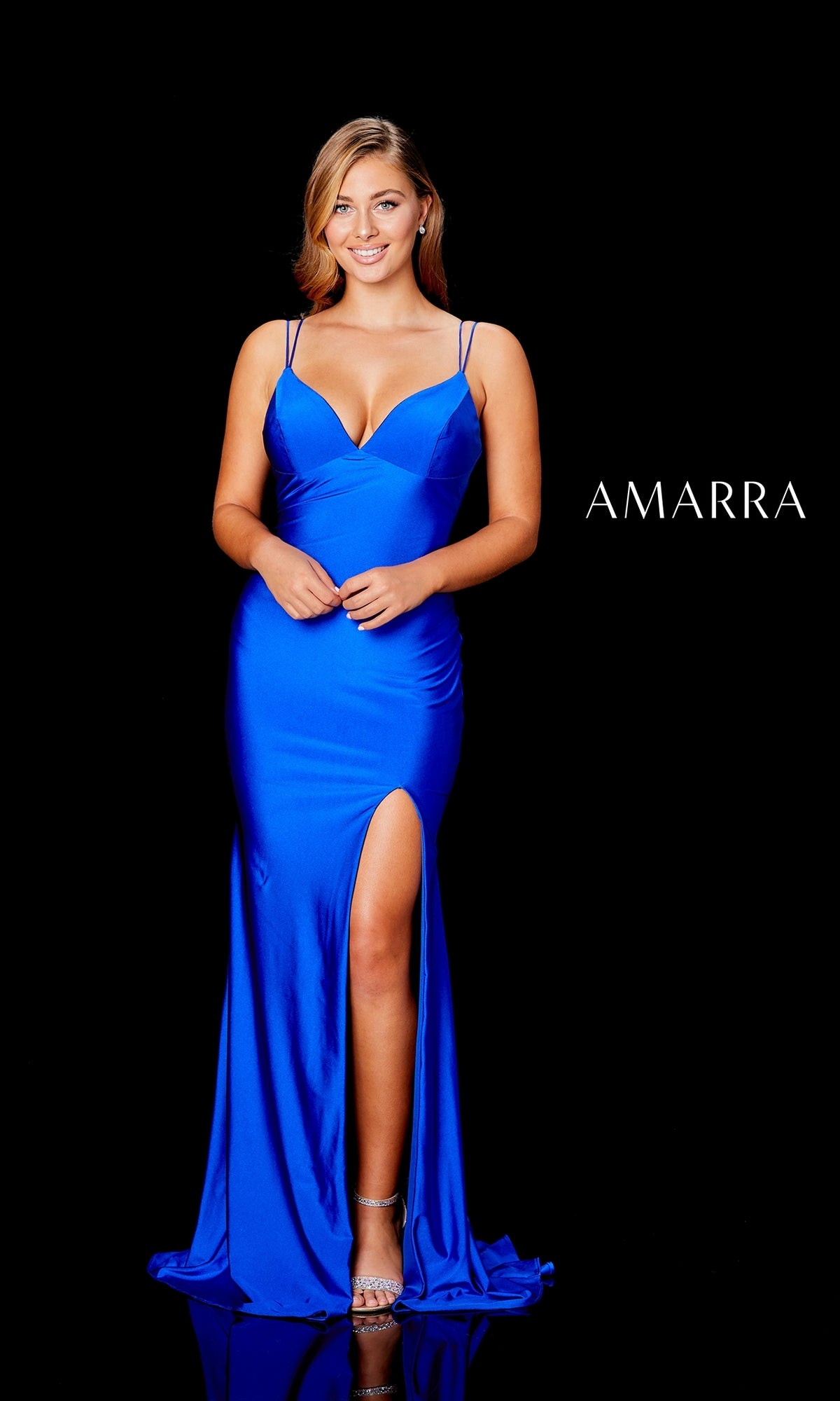 Amarra 20070 Cobalt Blue Long Formal Prom Dress