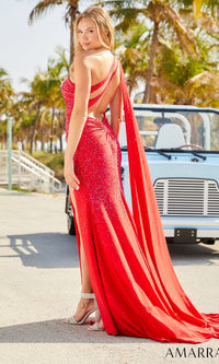 Amarra 87153 One-Shoulder Prom Dress with Cape