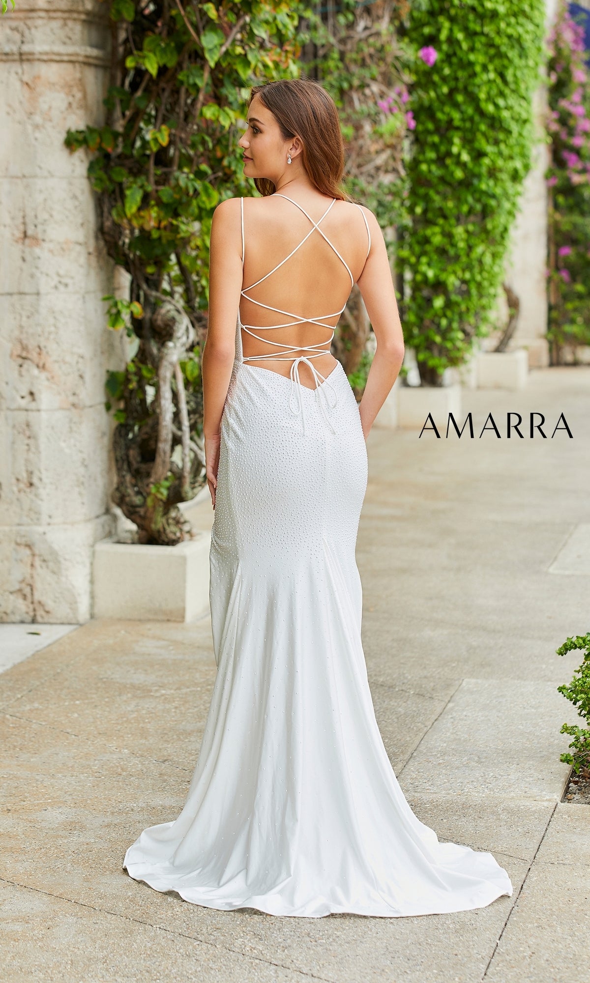 Amarra 87219 Open-Back Long Beaded Formal Dress