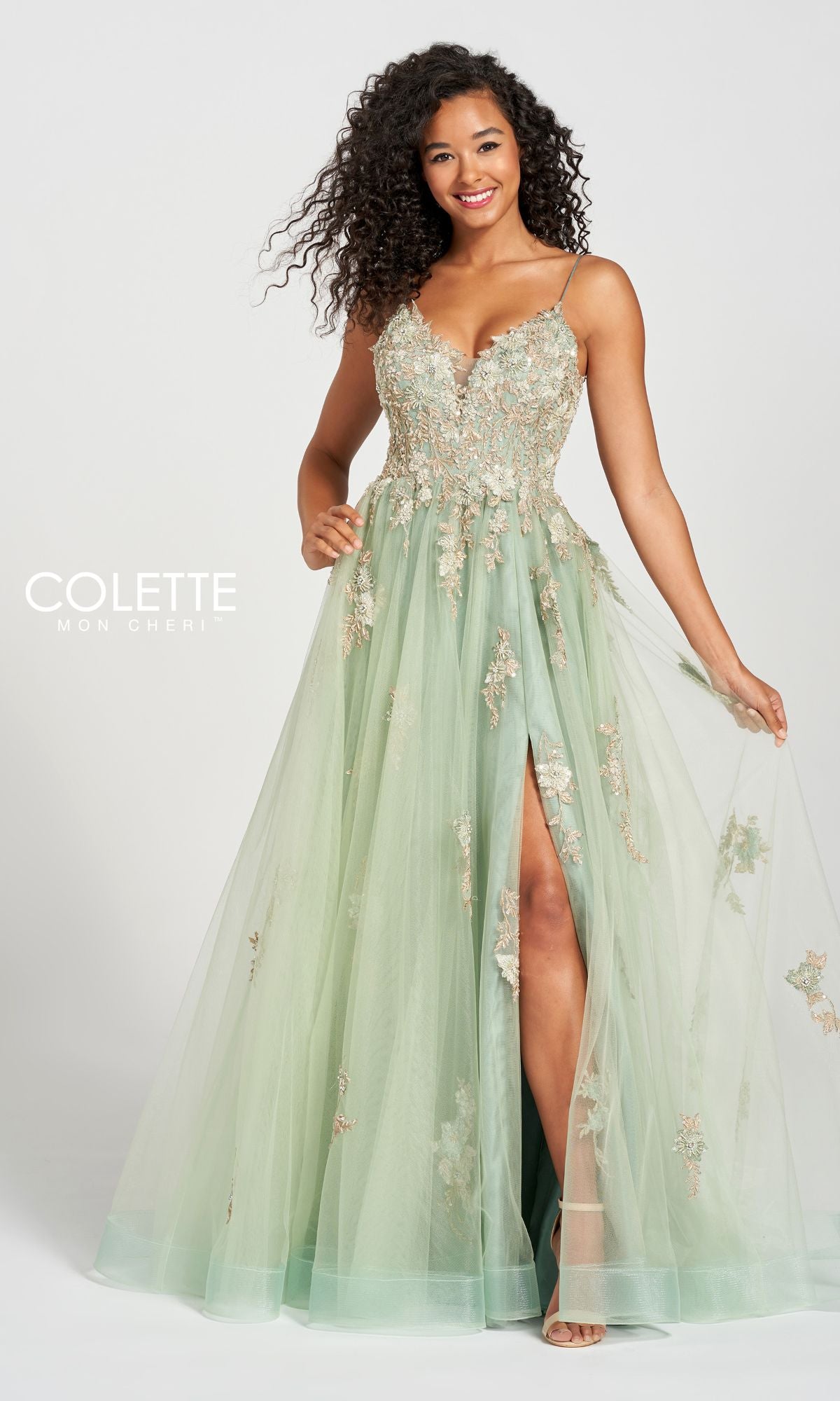 A line Green Long Prom Dresses, Green Tulle Formal Graduation Party Dr –  shopluu