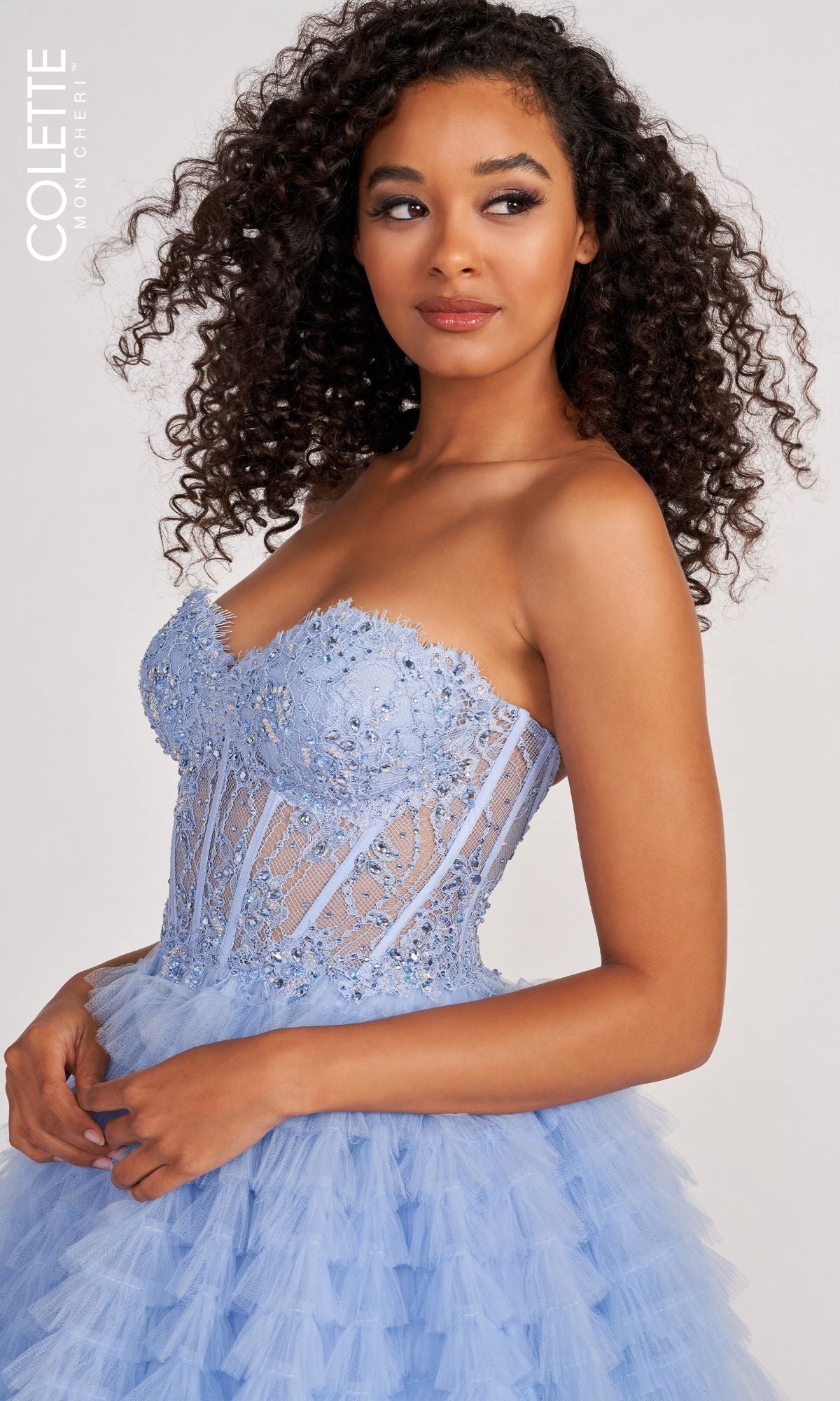 Long Ruffled Strapless Prom Ball Gown - PromGirl