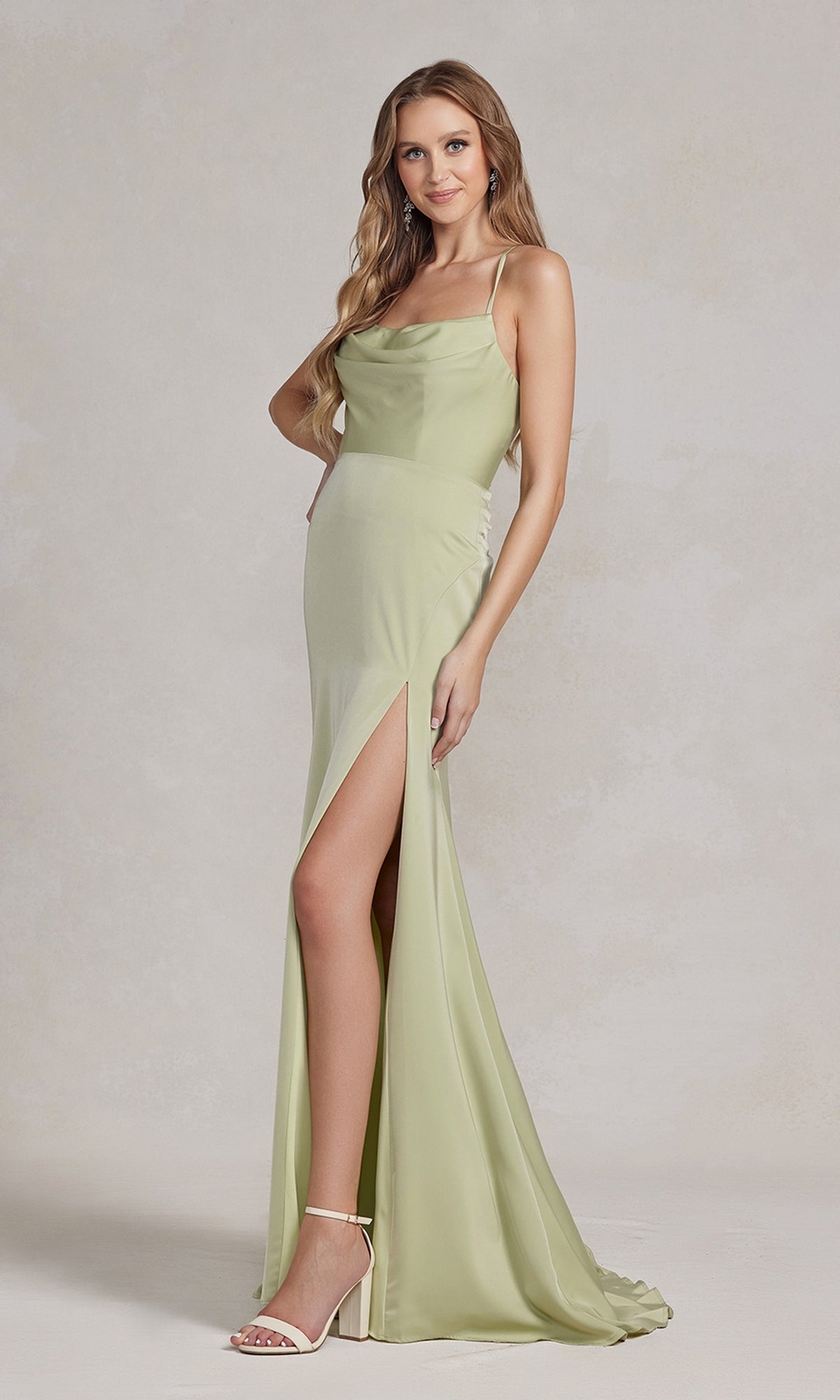 Cowl-Neck Classic Prom Dress with Side Slit