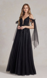 Gothic-Style Long Black Prom Dress