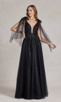 Gothic-Style Long Black Prom Dress