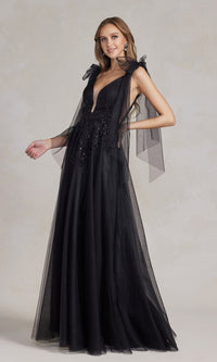 Gothic-Style Long Black Prom Dress