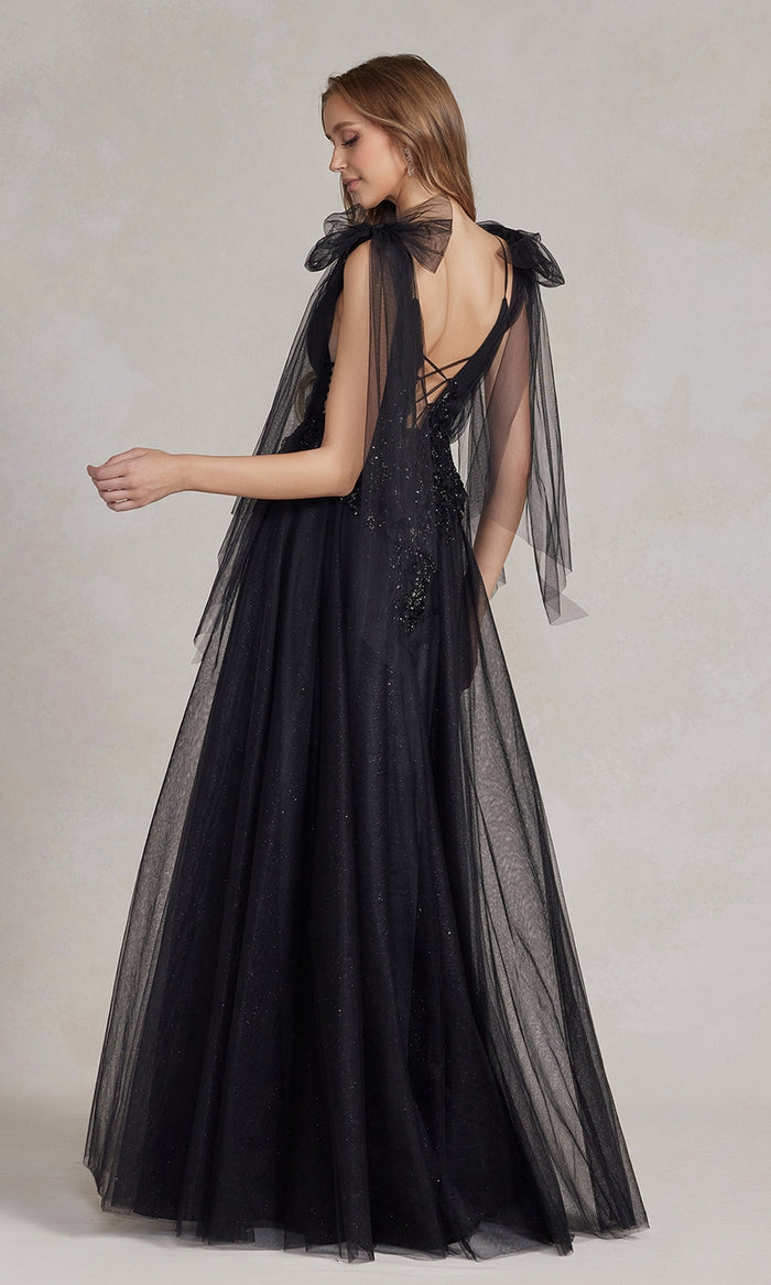 Gothic-Style Long Black Prom Dress