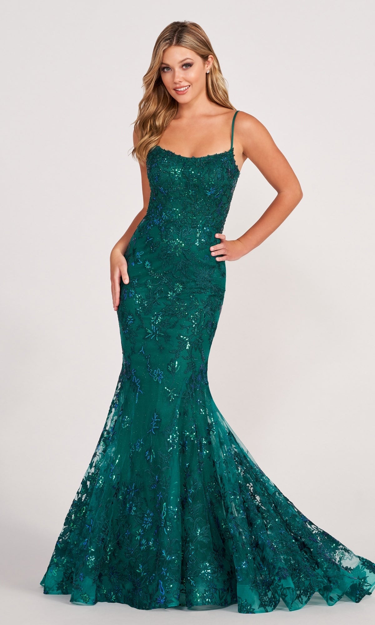 Ellie Wilde Embroidered-Lace Mermaid Prom Dress