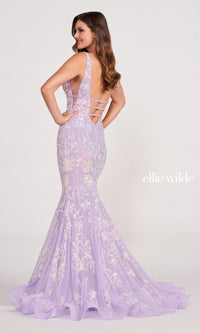 Banded-Waist Long Sequin Mermaid Prom Dress