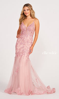 Lace Embroidered Mermaid Gown With Sheer Bodice– PromGirl