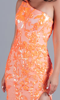 PromGirl One-Shoulder Neon Sequin Long Prom Dress