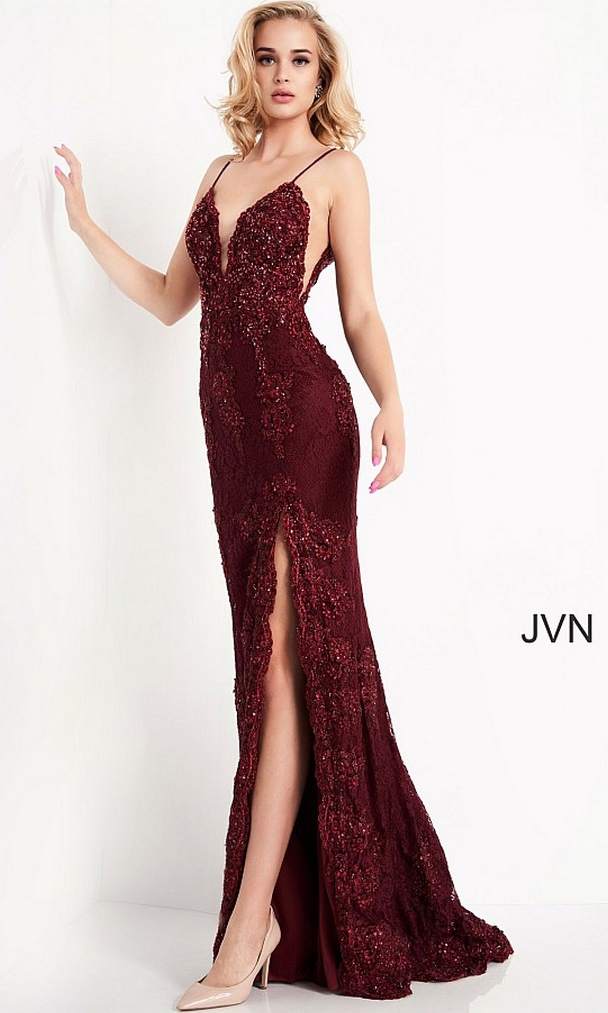 Embroidered-Lace JVN By Jovani Prom Dress 00864