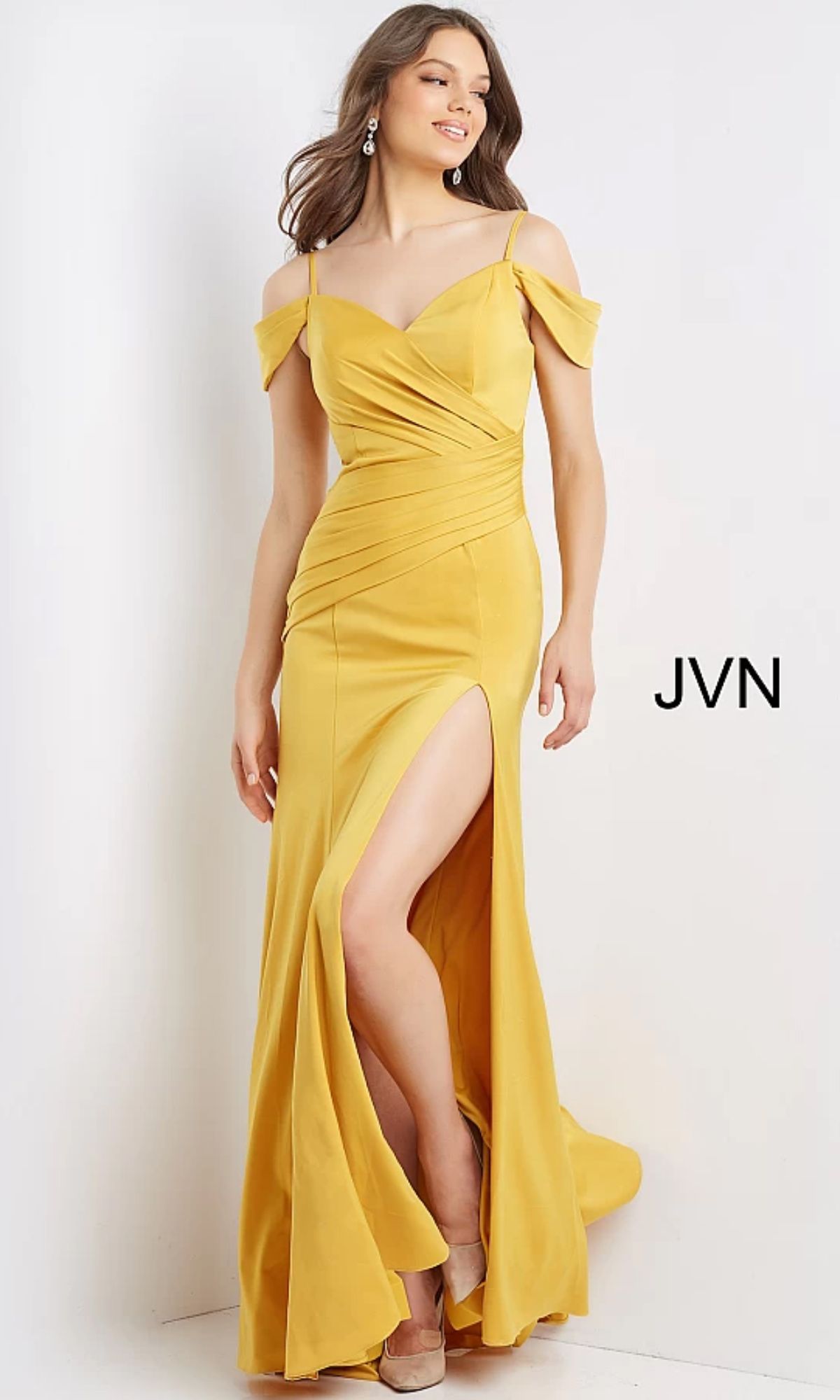 JVN by Jovani Pleated Satin Prom Dress JVN08414