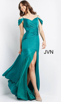 JVN by Jovani Pleated Satin Prom Dress JVN08414