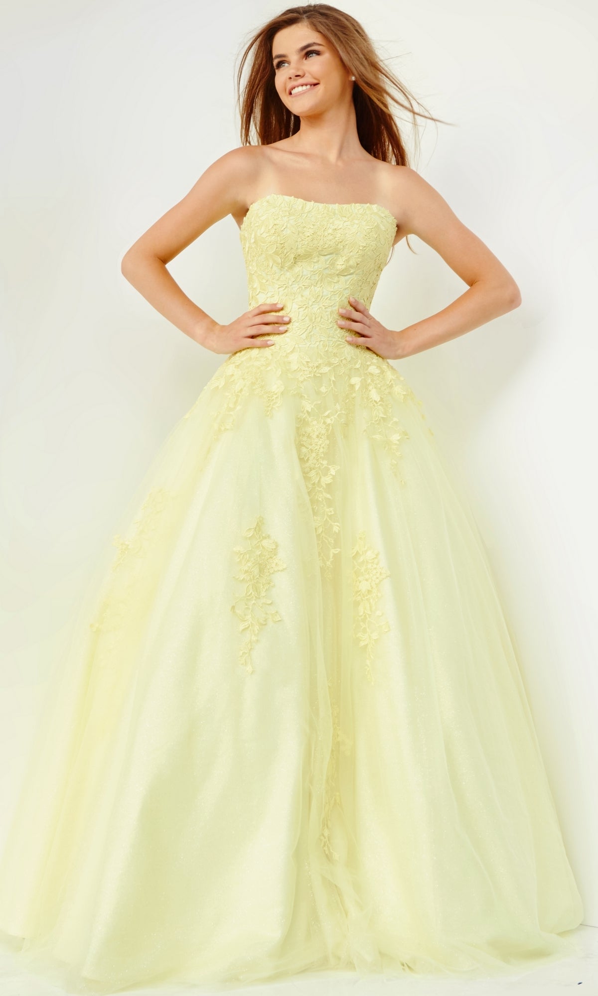 JVN by Jovani Strapless Prom Ball Gown 1831