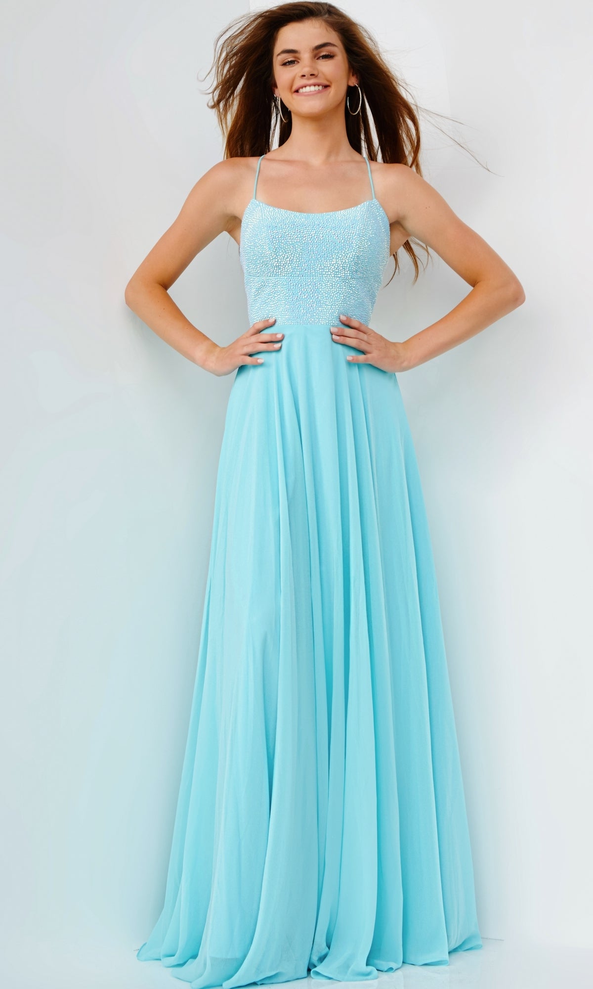 Light Blue Chiffon Prom Dress from JVN by Jovani