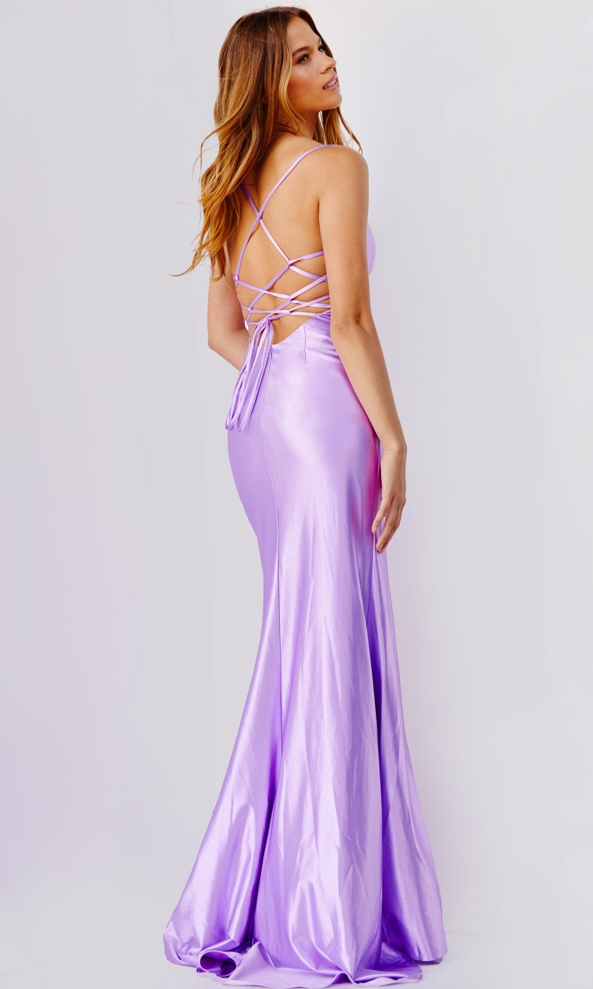 Cowl-Neck Lilac Purple Prom Dress from JVN by Jovani