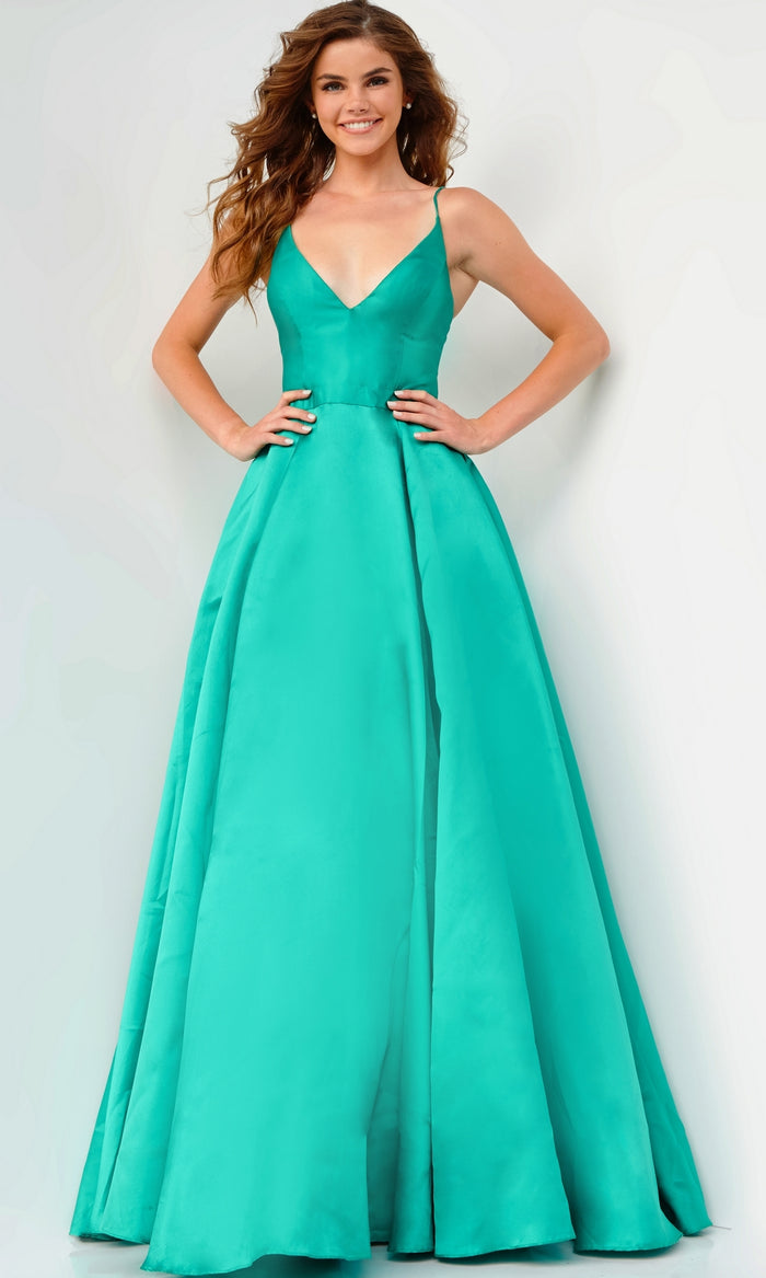 Plus-Size Satin Prom Ball Gown from JVN by Jovani