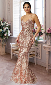 Long Sequin Open-Back Prom Dress by PromGirl