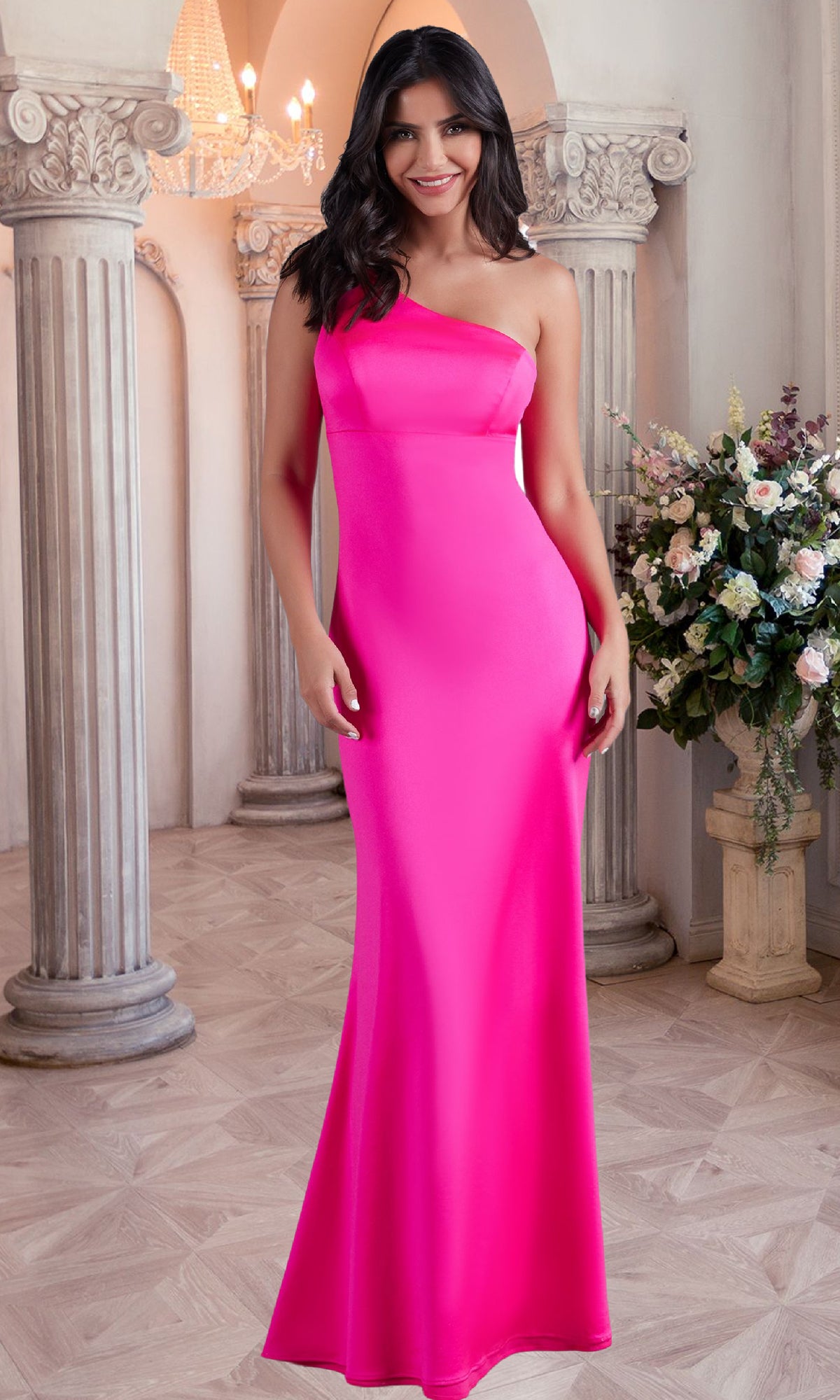 One Shoulder Long Shimmer Prom Dress PromGirl