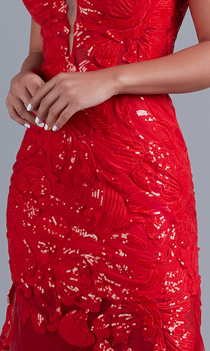 PromGirl Long Red Lace Mermaid Prom Dress