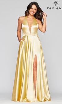Faviana Long A-Line Prom Dress with Pockets