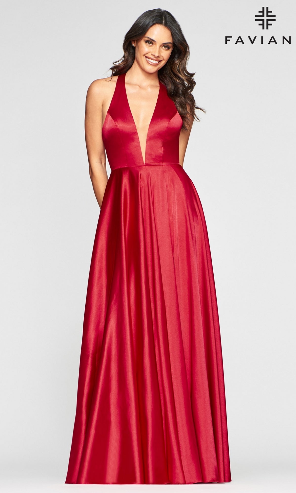 Faviana Long A-Line Prom Dress with Pockets