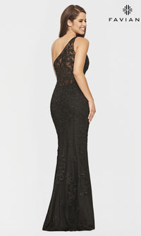 One-Shoulder Faviana Long Lace Formal Dress