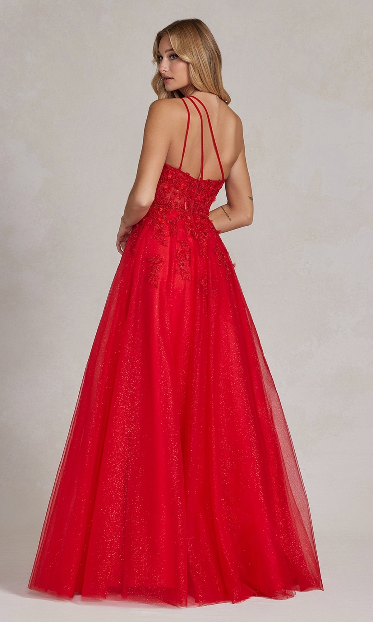 One-Shoulder Long Red Ball Gown