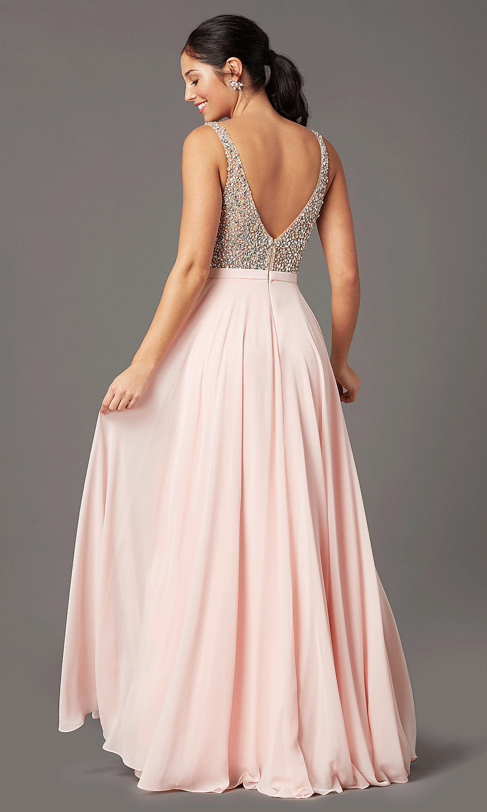Promgirl Private Label-Beaded-Bodice Open-Back Prom Dress by PromGirl