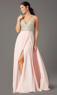Promgirl Private Label-Beaded-Bodice Open-Back Prom Dress by PromGirl