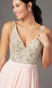 Promgirl Private Label-Beaded-Bodice Open-Back Prom Dress by PromGirl
