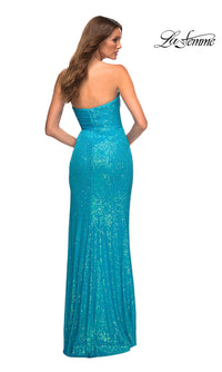 La Femme-Strapless Long Sequin La Femme Designer Prom Dress