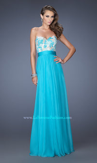 La Femme-Long Strapless Sweetheart Dress