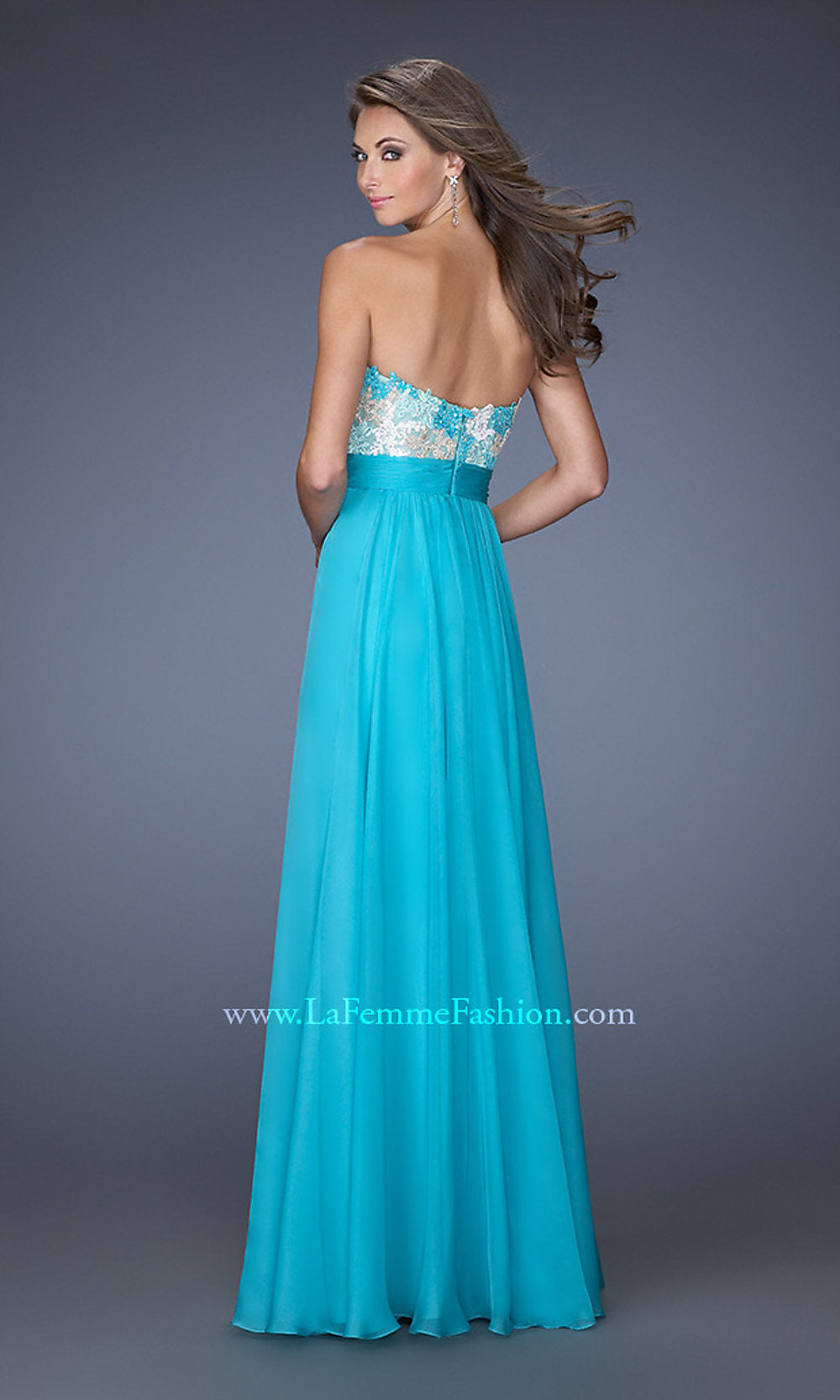 La Femme-Long Strapless Sweetheart Dress
