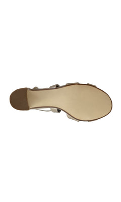 Bottom view of the Audrey Block-Heel Nude Prom Shoes 4497, featuring a beige finish, textured heel, and smooth sole with a simple tread—ideal for those seeking comfortable nude prom sandals.