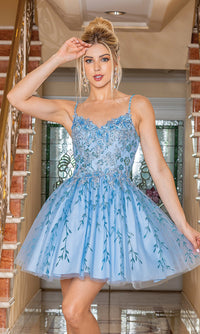 Dancing Queen-Fancy Embroidered Short Glitter Prom Dress
