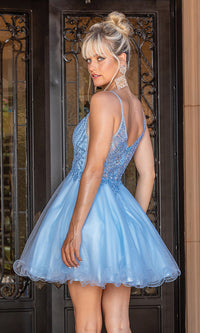 Dancing Queen-Beaded-Bodice Short Prom Dress with Rolled Hem