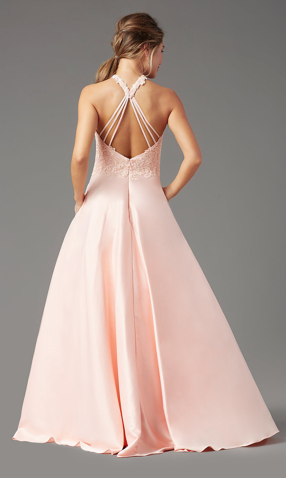 Promgirl Private Label-High-Neck Long A-Line Prom Dress by PromGirl