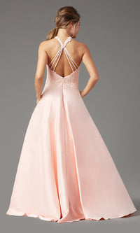 Promgirl Private Label-High-Neck Long A-Line Prom Dress by PromGirl